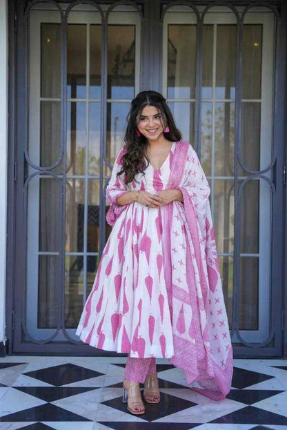 Cotton Cambric Kesh240 360 Gowns  Printed Anarkali Fancy Gowns