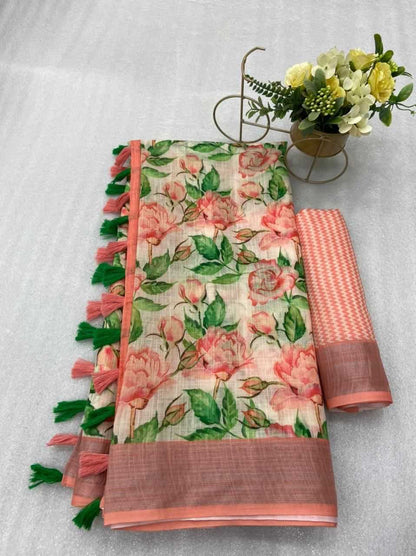 Cotton Era 07 Sarees  Printed Cotton Linen Ladies Sarees