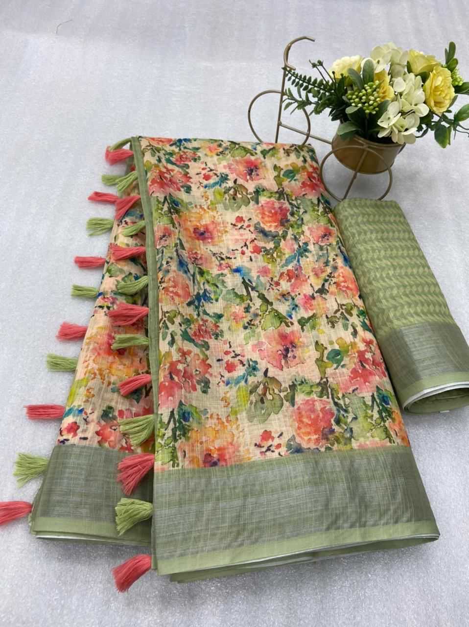 Cotton Era 07 Sarees  Printed Cotton Linen Ladies Sarees