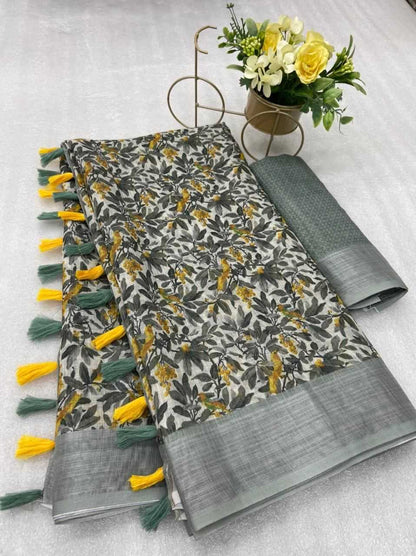 Cotton Era 08 Sarees  Printed Cotton Linen Ladies Sarees