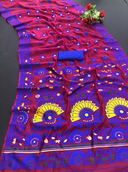 Cotton Gro 9004 Sarees  Printed Cotton Linen Ladies Sarees