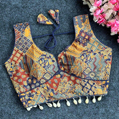 Cotton Kesh116 20 Readymade Blouse  V-Neck Printed Sleeveless Cottonn Blouse