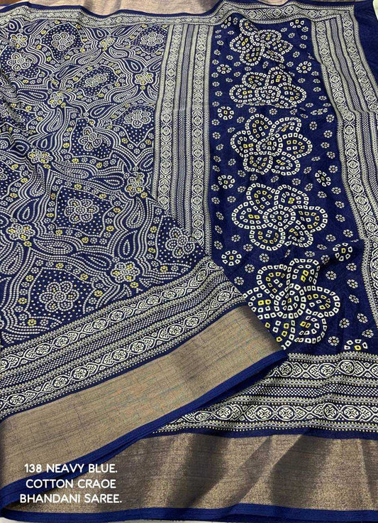 Cotton Kesh118 138 Sarees  Ladies Cotton Linen Printed Bandhani Bandhej Sarees