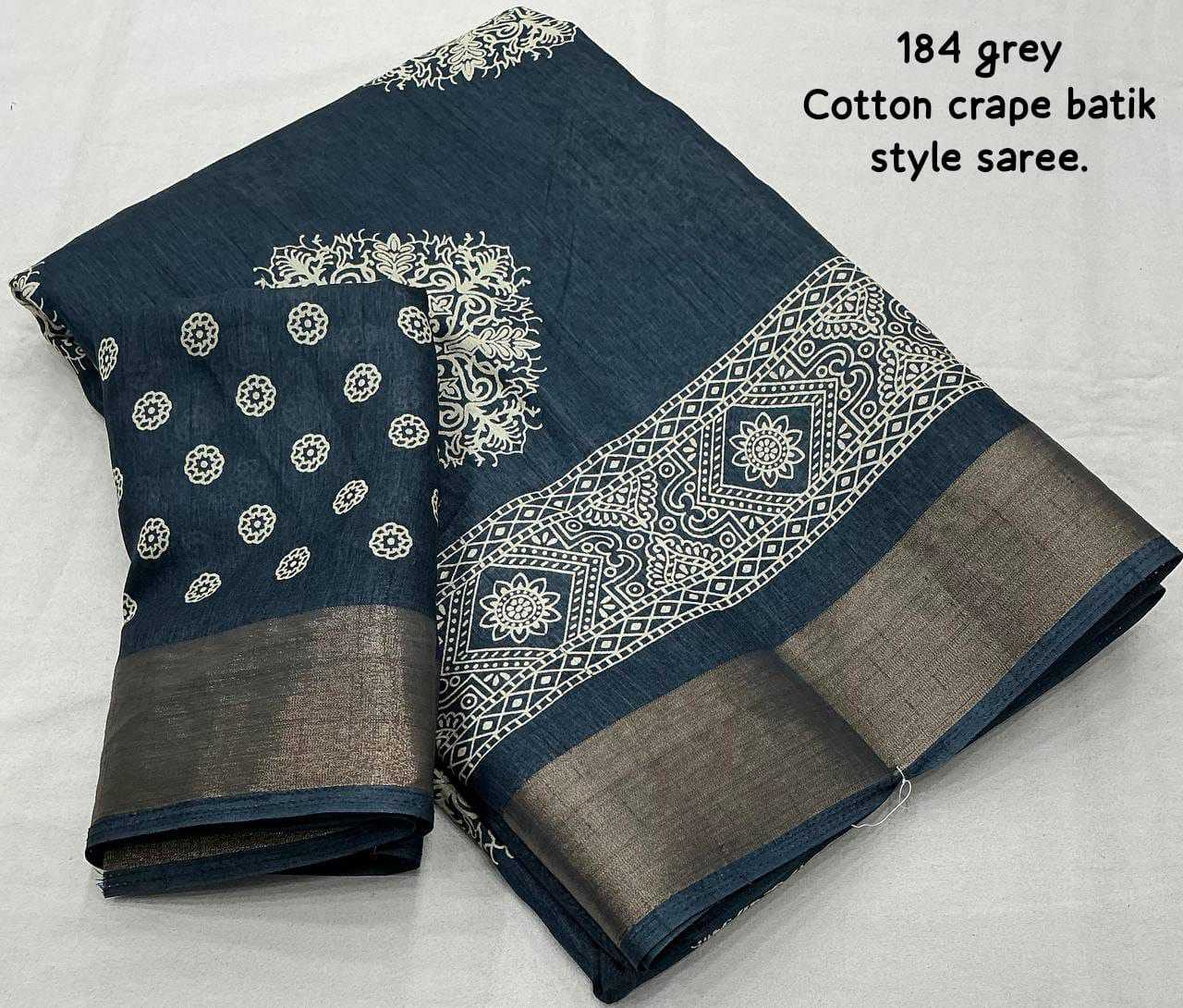 Cotton Kesh118 184 Sarees  Printed Cotton Linen Batik Zari Border Sarees