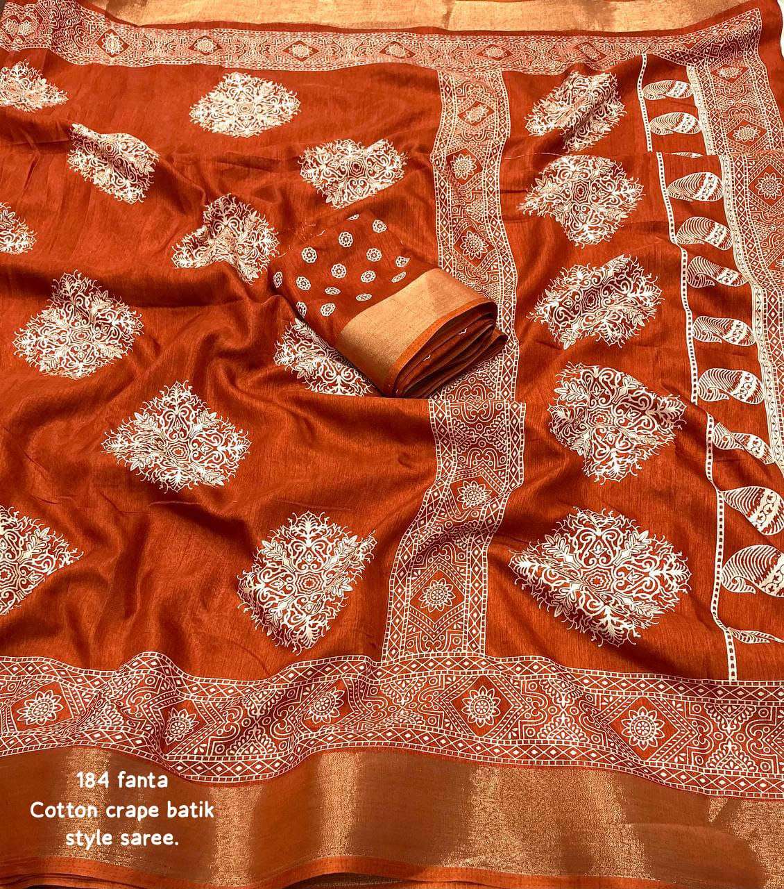 Cotton Kesh118 184 Sarees  Printed Cotton Linen Batik Zari Border Sarees