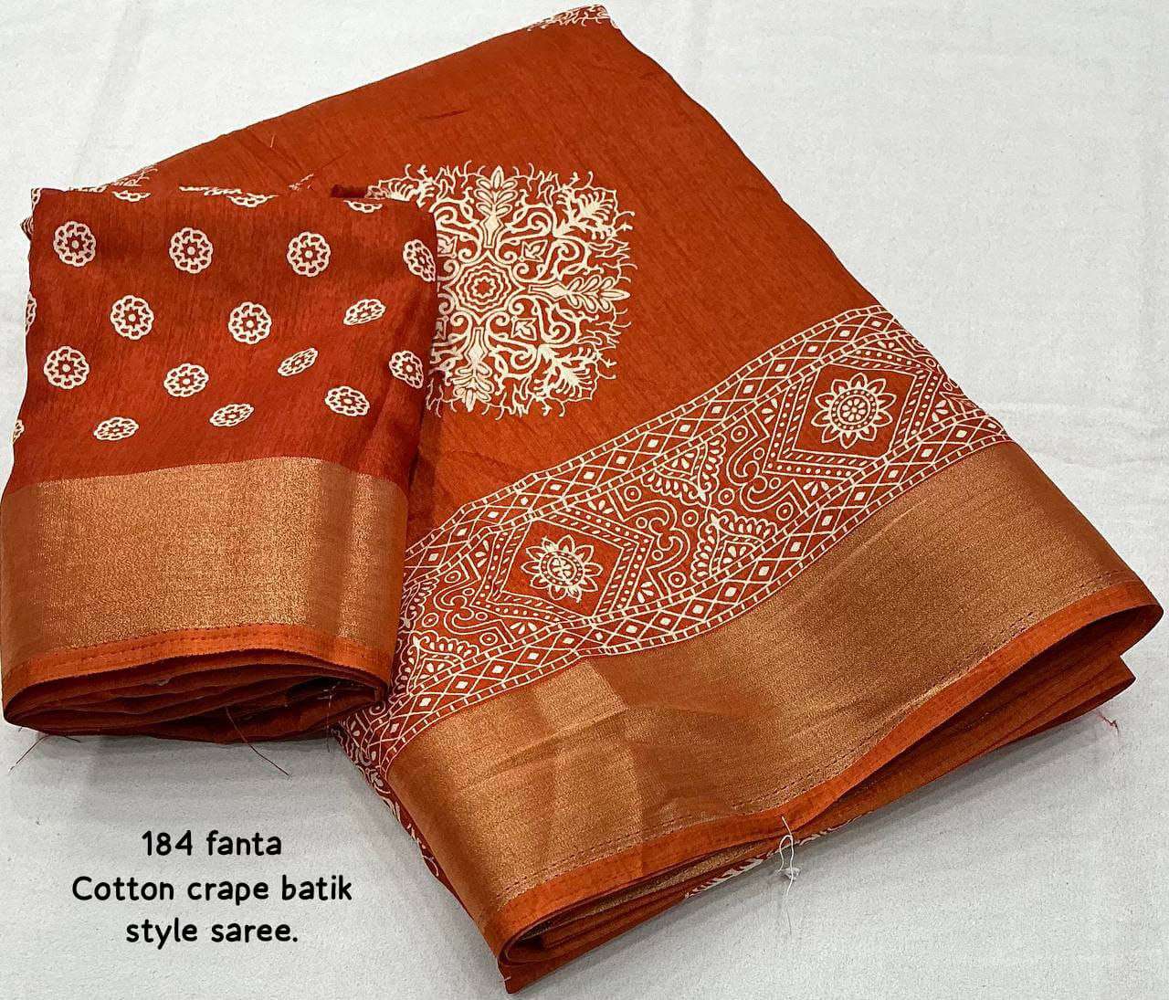 Cotton Kesh118 184 Sarees  Printed Cotton Linen Batik Zari Border Sarees