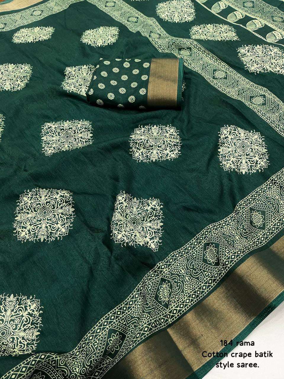 Cotton Kesh118 184 Sarees  Printed Cotton Linen Batik Zari Border Sarees