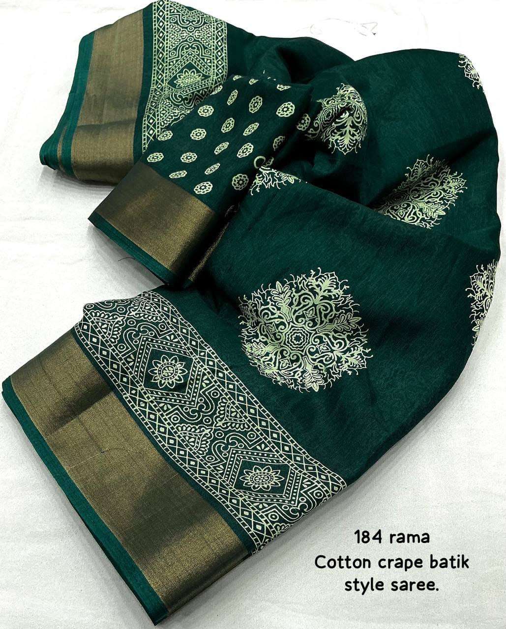 Cotton Kesh118 184 Sarees  Printed Cotton Linen Batik Zari Border Sarees