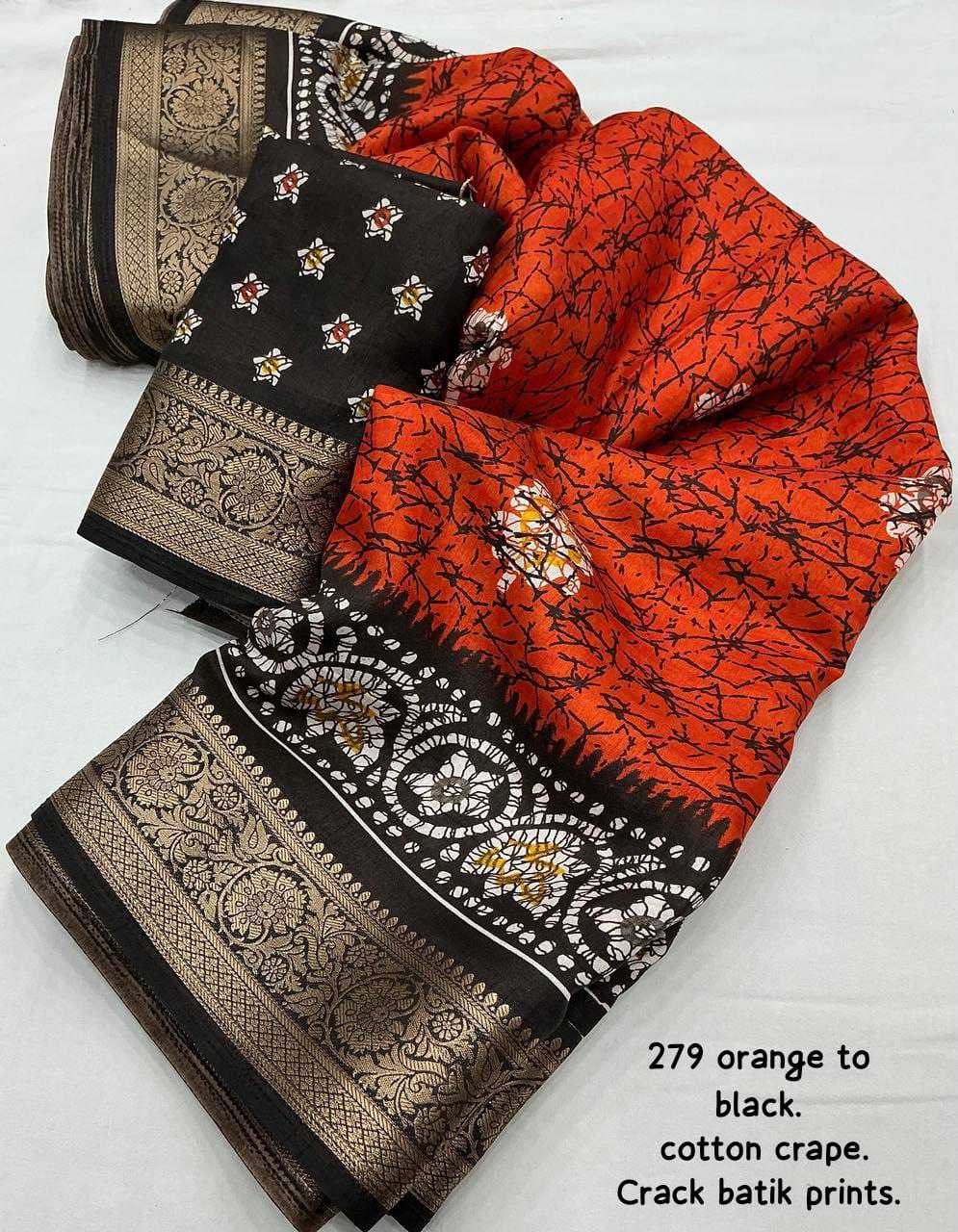 Cotton Kesh118 278 Sarees  Printed Cotton Linen Batik Zari Border Sarees