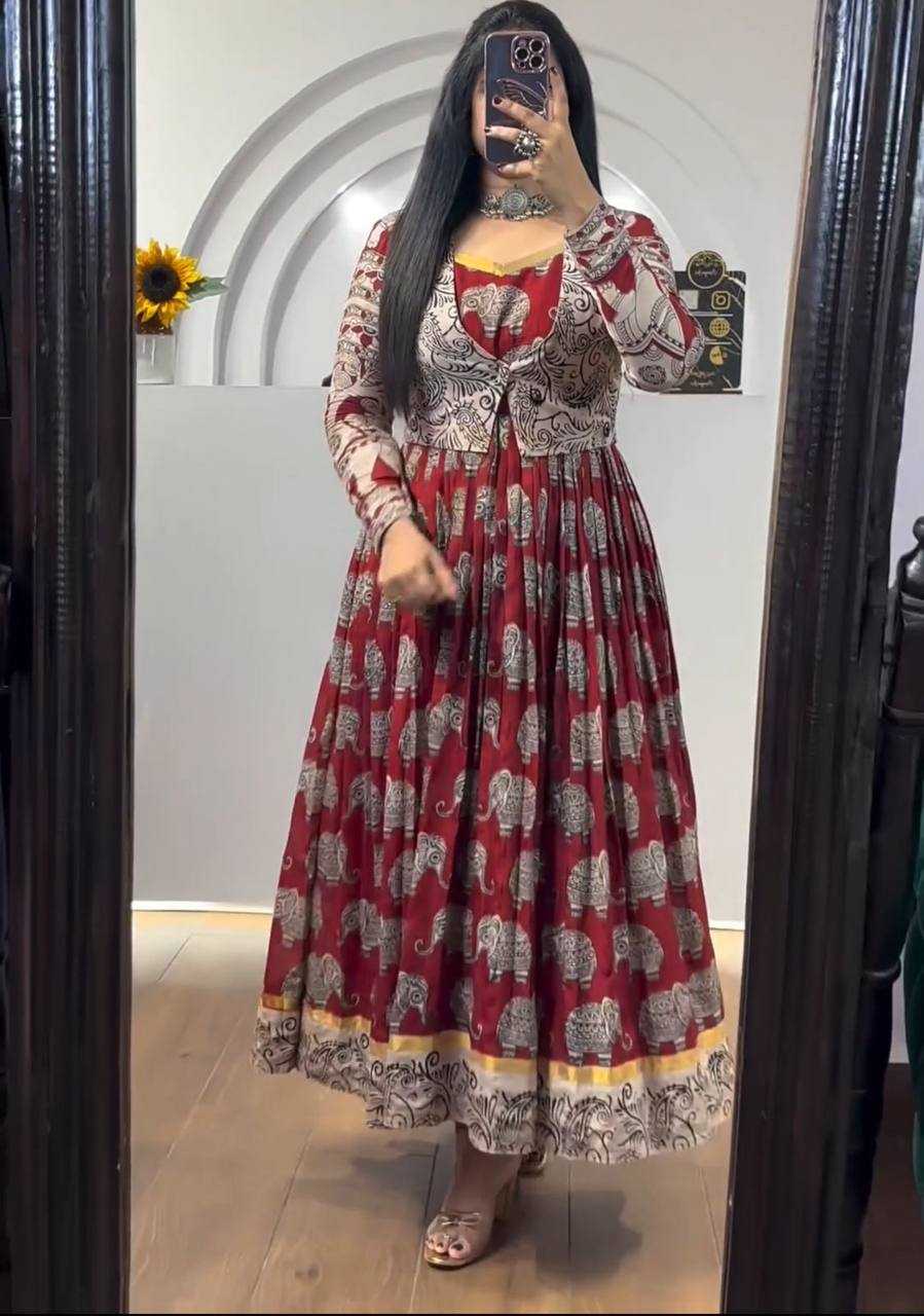 Cotton Kesh119 423 Gowns  Printed Fancy Anarkali Long Gowns