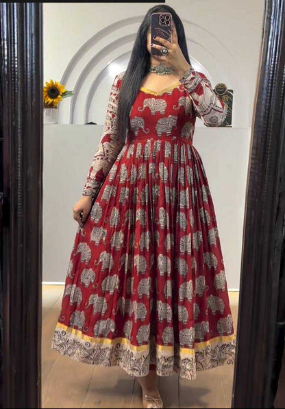 Cotton Kesh119 423 Gowns  Printed Fancy Anarkali Long Gowns