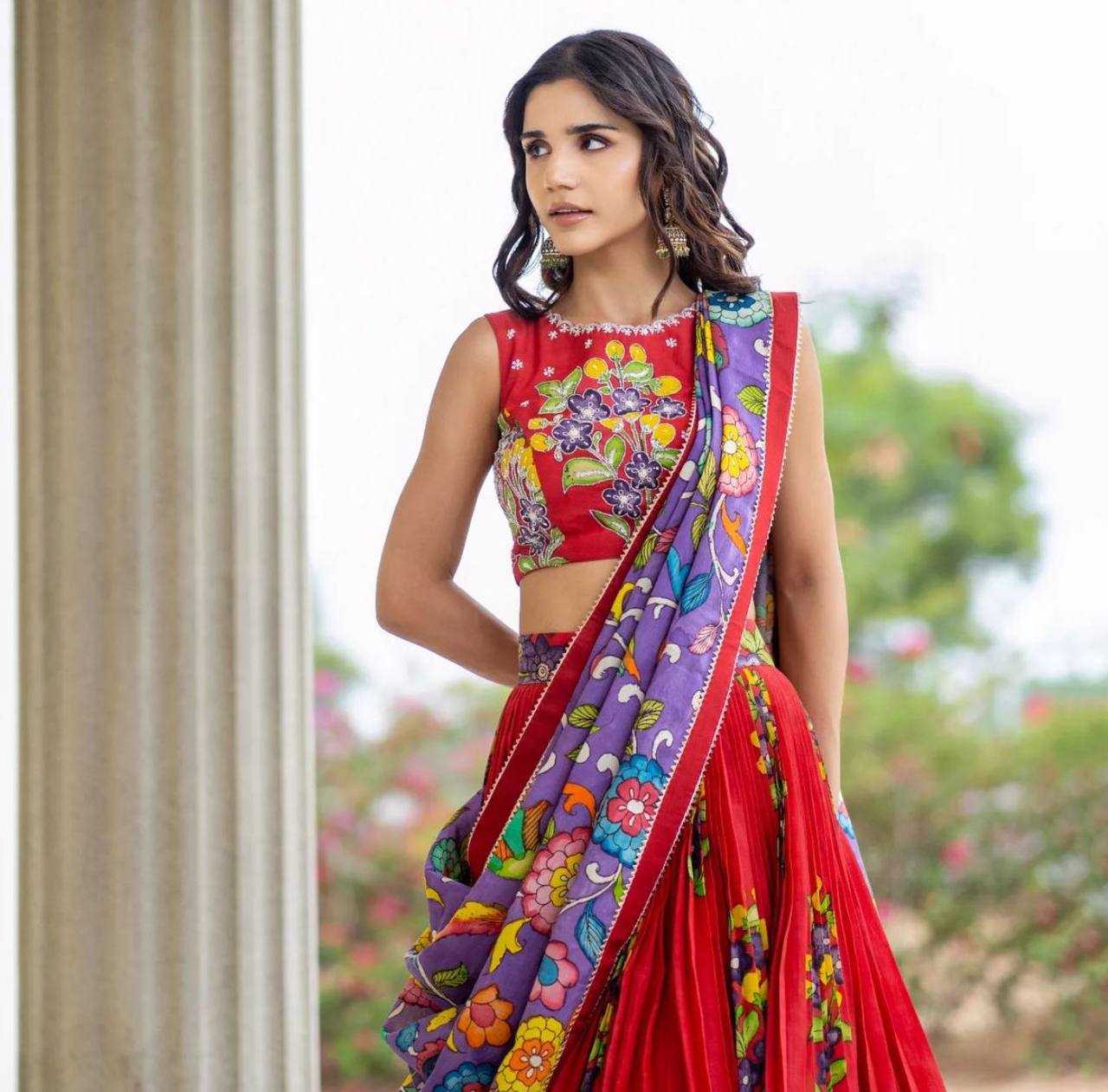 Cotton Kesh119 439 Lehengas  Printed Kalamkari Traditonal Lehengas