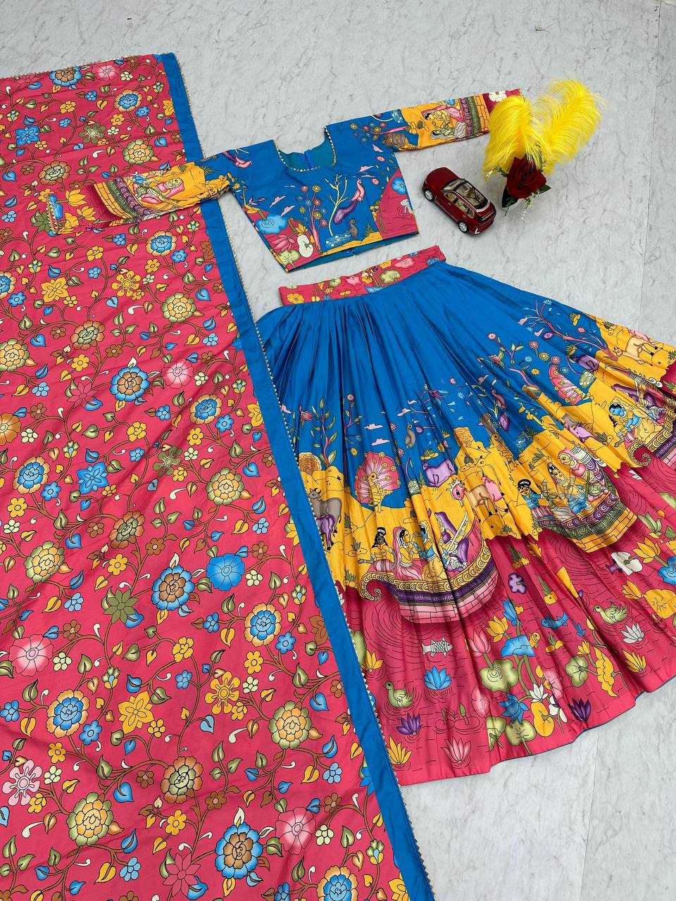 Cotton Kesh119 444 Lehengas  Kalamkari Printed Traditional Sarees