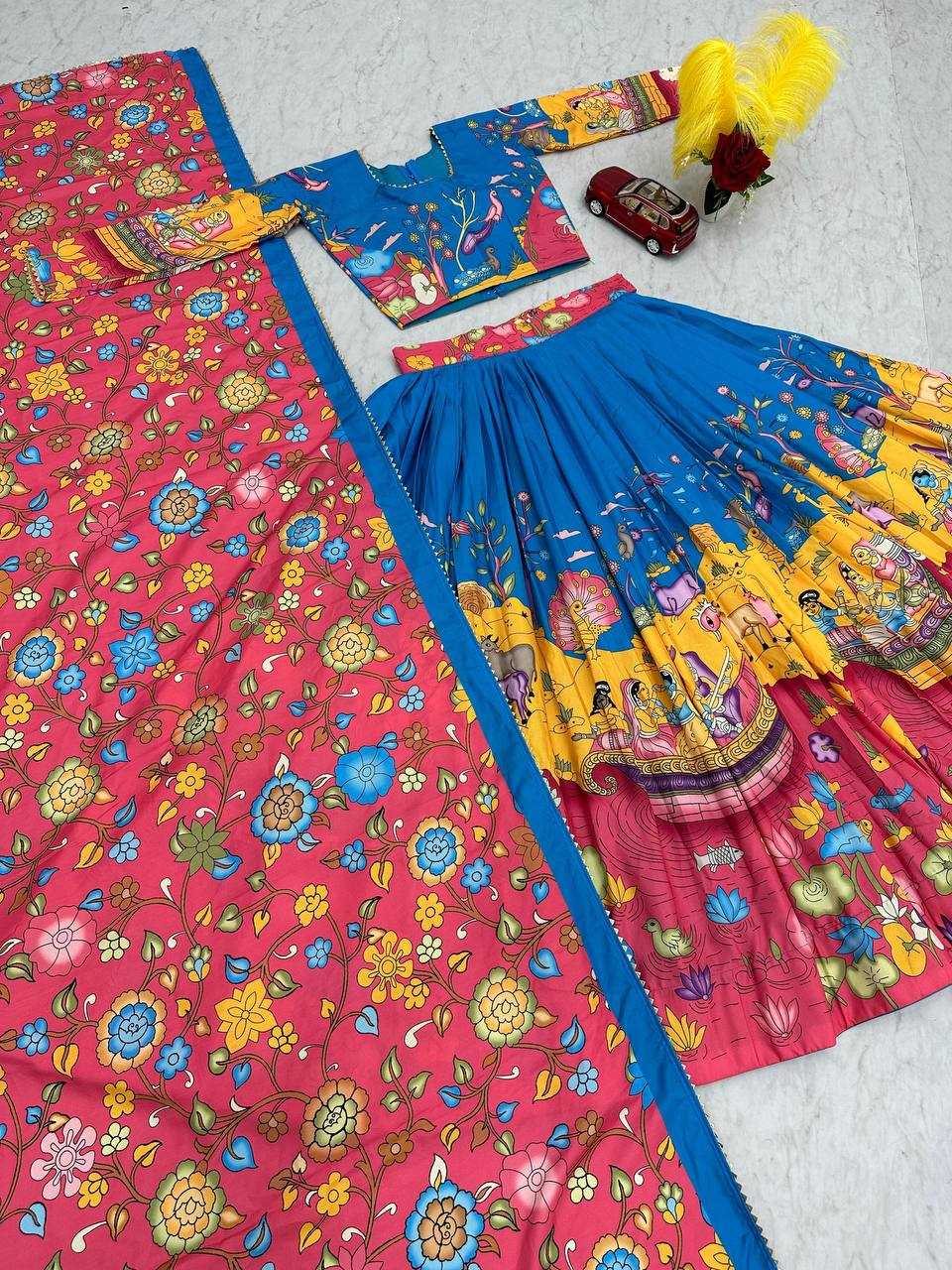 Cotton Kesh119 444 Lehengas  Kalamkari Printed Traditional Sarees