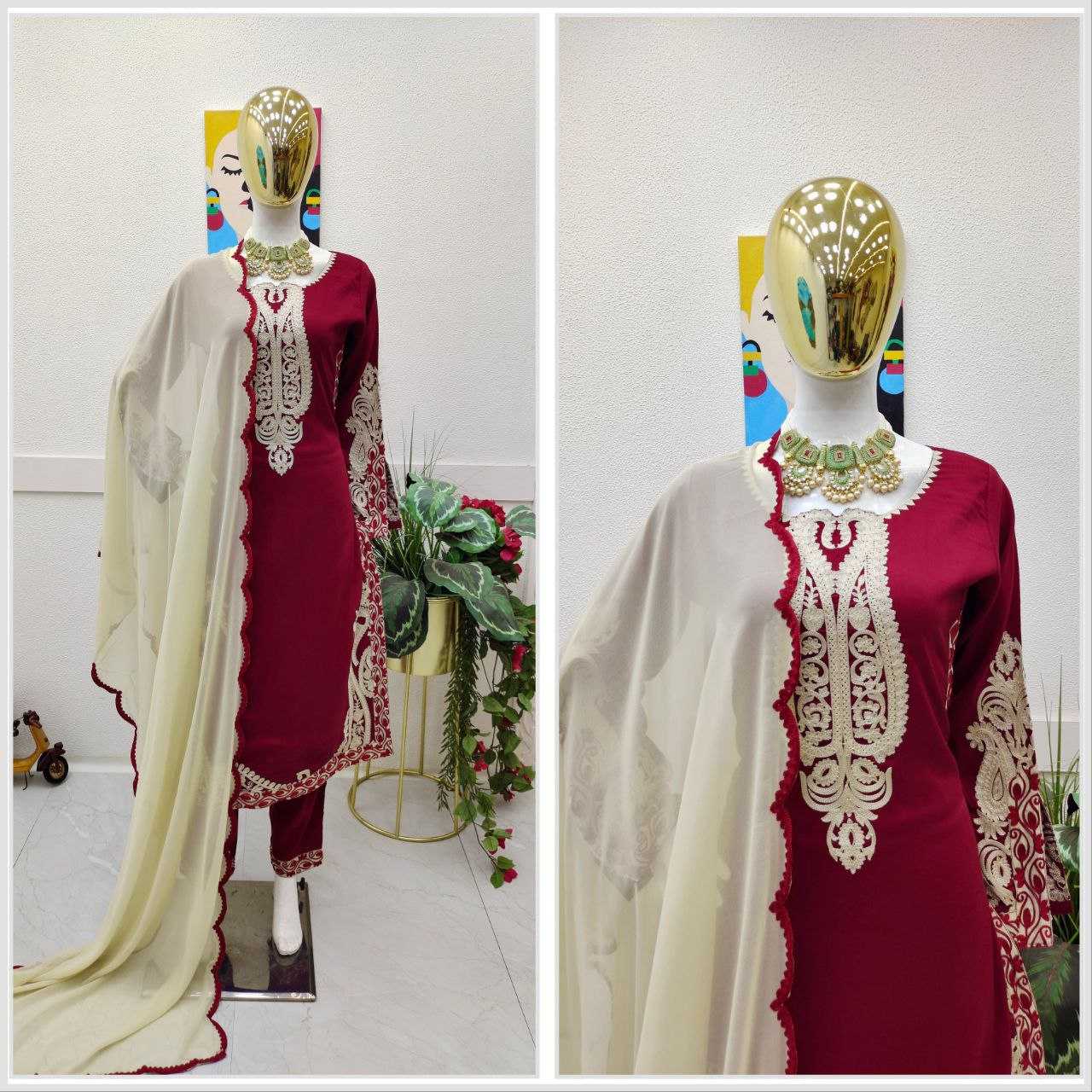 Cotton Kesh158 5036 Suits & Dresses Islamic Clothing  Pakistani Embroidered Cotton Ladies Party Wear Suits