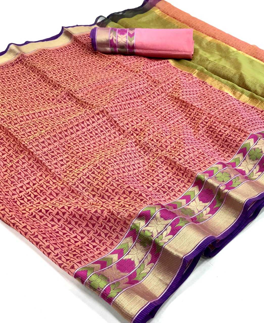 Cotton Kesh167 Vaari Sarees  Printed Cotton Linen Ladies Sarees