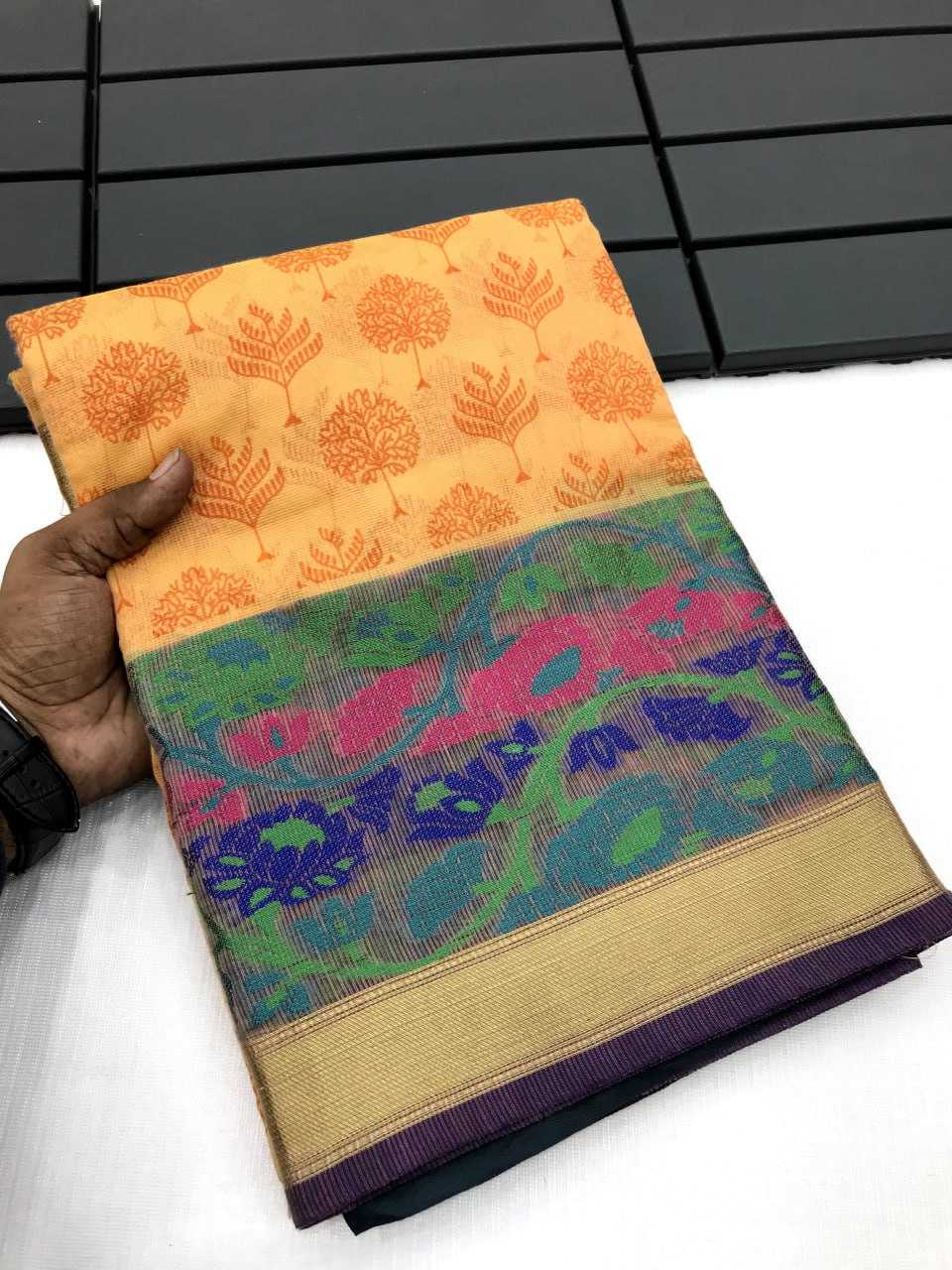 Cotton Kesh167 Vaari Sarees  Printed Cotton Linen Ladies Sarees