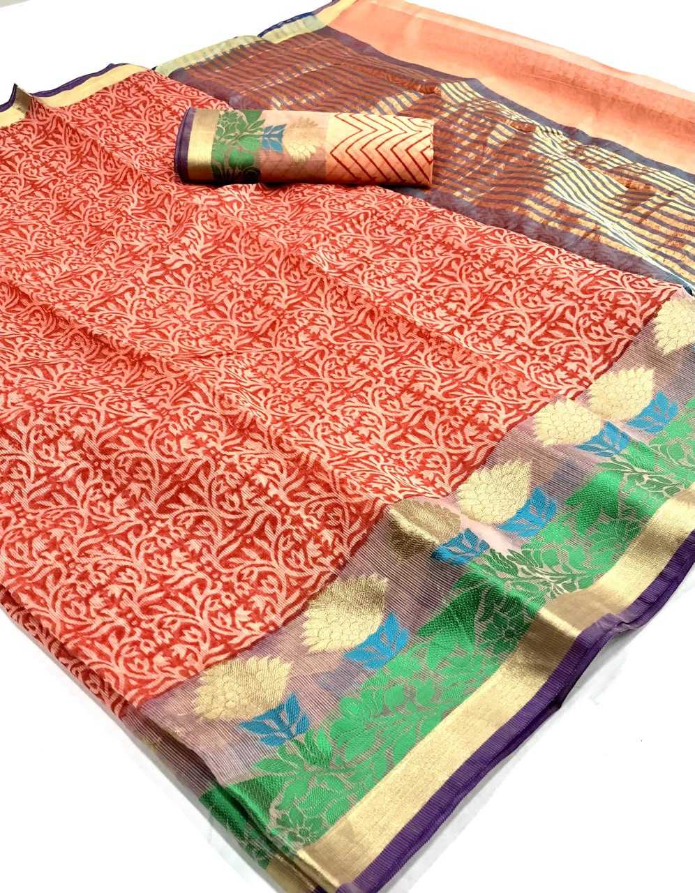 Cotton Kesh167 Vaari Sarees  Printed Cotton Linen Ladies Sarees