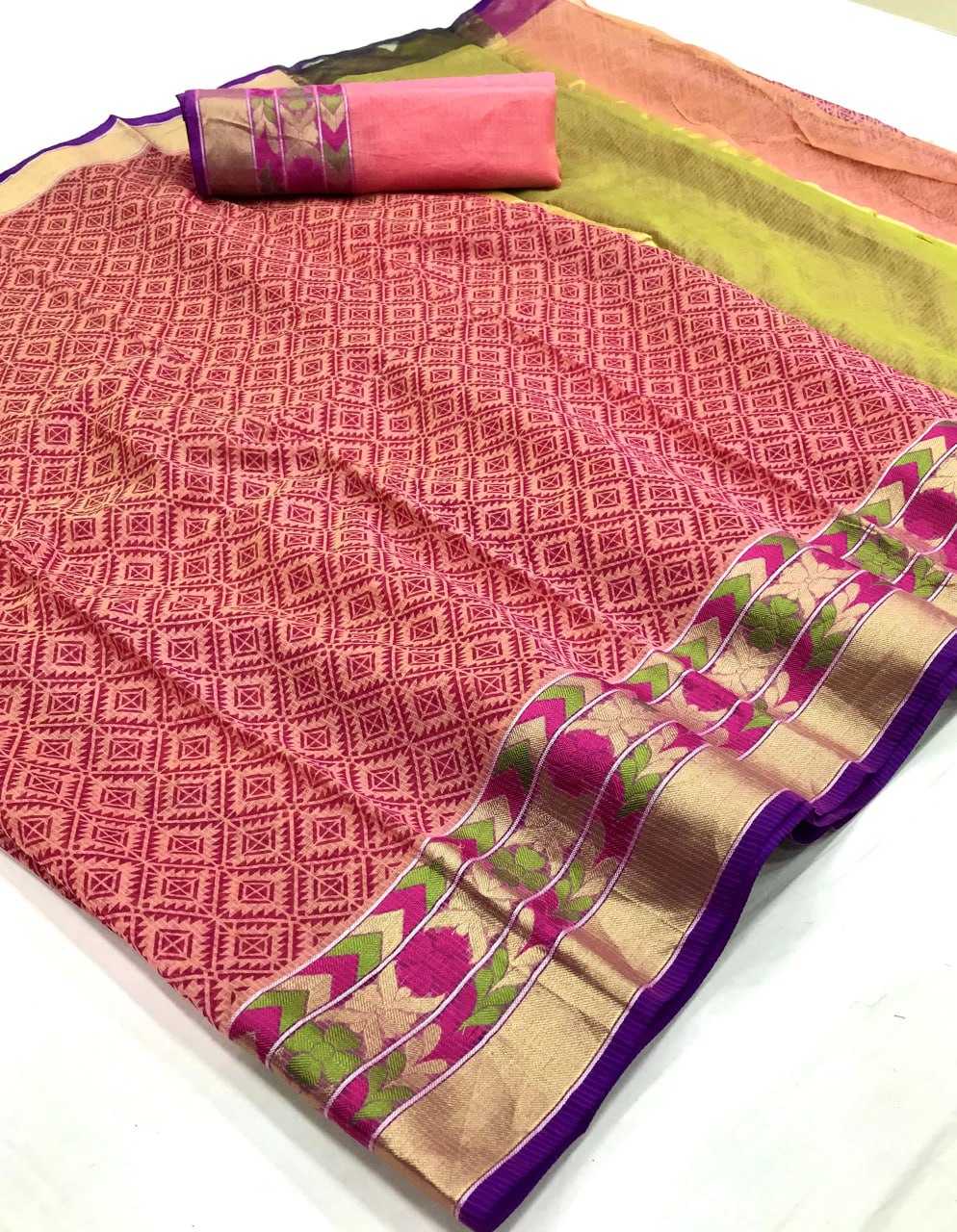 Cotton Kesh167 Vaari Sarees  Printed Cotton Linen Ladies Sarees