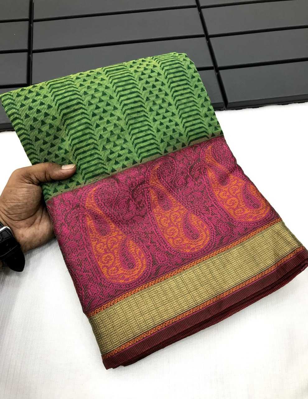 Cotton Kesh167 Vaari Sarees  Printed Cotton Linen Ladies Sarees