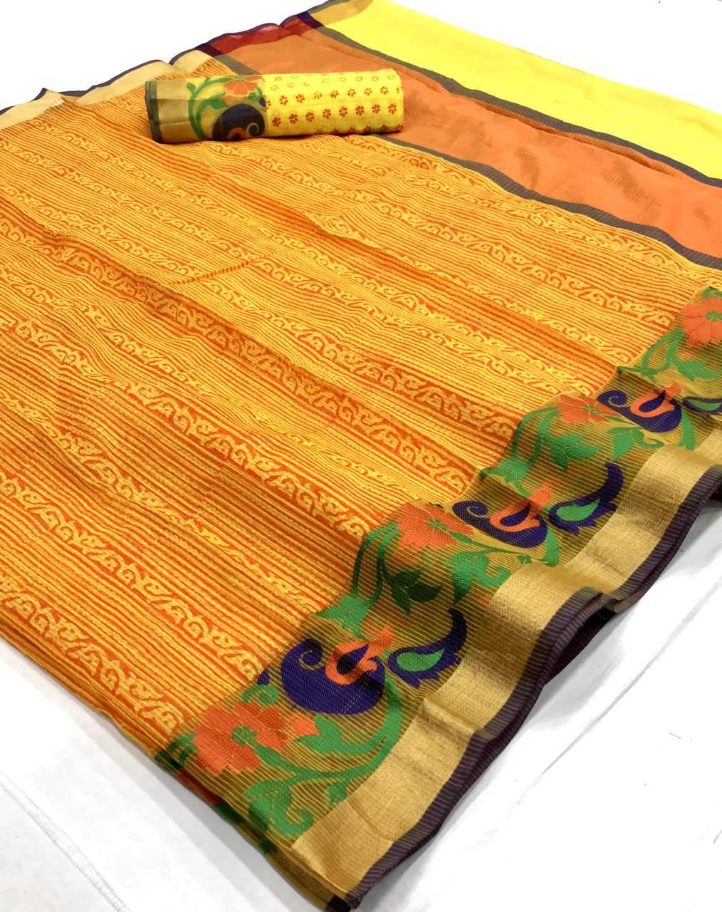 Cotton Kesh167 Vaari Sarees  Printed Cotton Linen Ladies Sarees