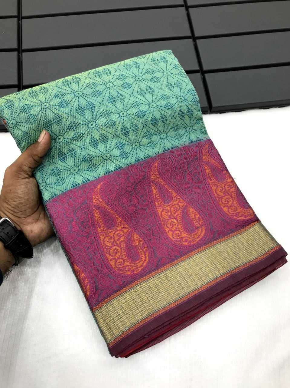 Cotton Kesh167 Vaari Sarees  Printed Cotton Linen Ladies Sarees