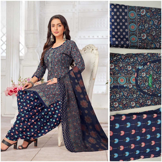 Cotton Kesh175 Sindoor Suits & Dresses   Printed Cotton Punjabi Ladies Salwar Patiala Ladies Suits