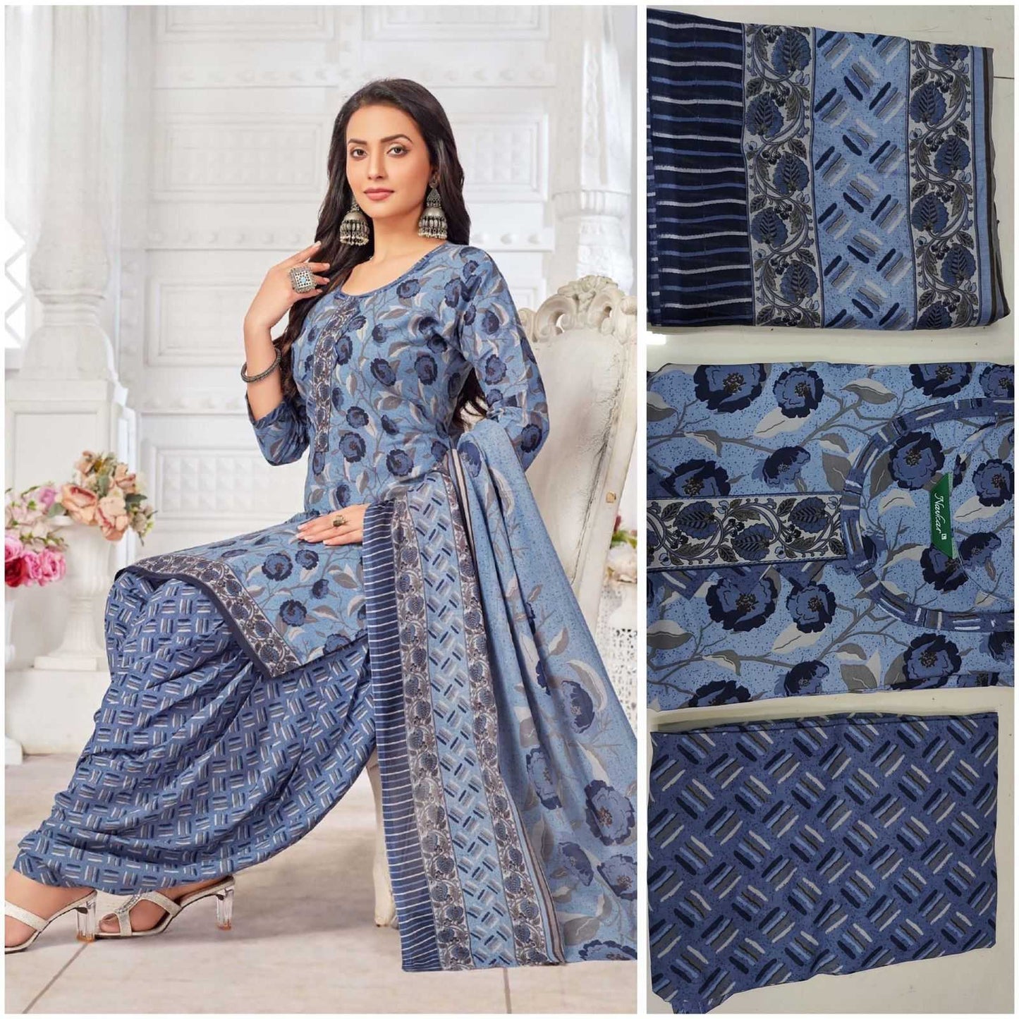 Cotton Kesh175 Sindoor Suits & Dresses   Printed Cotton Punjabi Ladies Salwar Patiala Ladies Suits