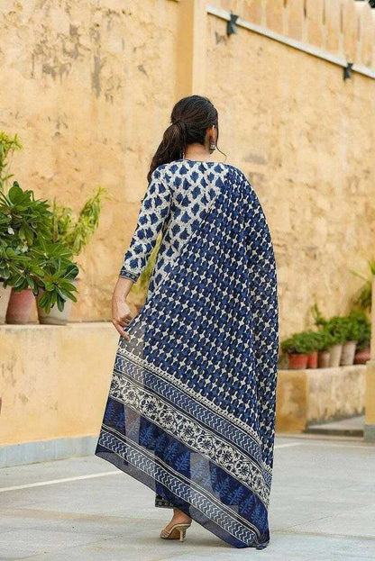 Cotton Kesh179 Ahb71 Suits & Dresses  Printed Cotton Party Wear Blue Salwar Suits