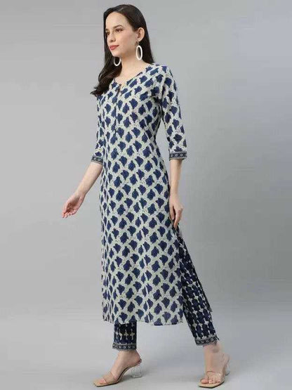 Cotton Kesh179 Ahb71 Suits & Dresses  Printed Cotton Party Wear Blue Salwar Suits