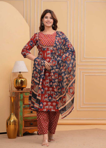 Cotton Kesh209 Bhc09 Suits & Dresses  Printed Cotton Handloon Suit