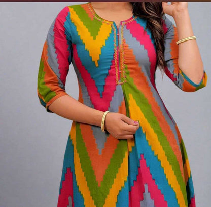 Cotton Kesh209 Tiranga Kurtis  Cotton Round Neck Kurti With Palazzo Kurtis