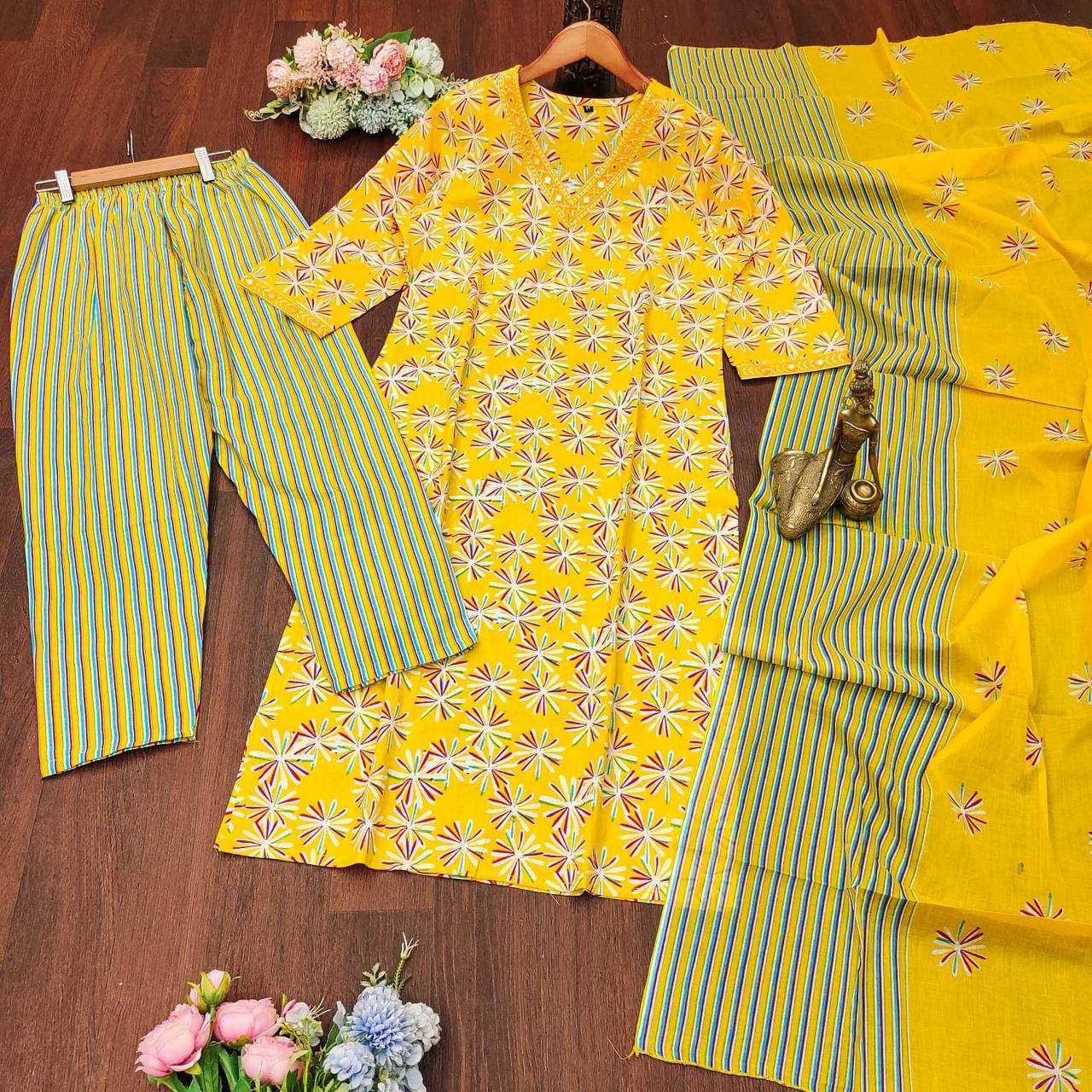 Cotton Kesh211 Ldy02 Suits & Dresses  Printed Cotton Long Kurtis Palazo Suits