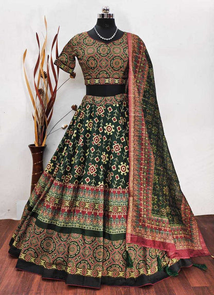 Cotton Kesh211 Ldy67 Lehengas  Traditional Printed Green Lehengas