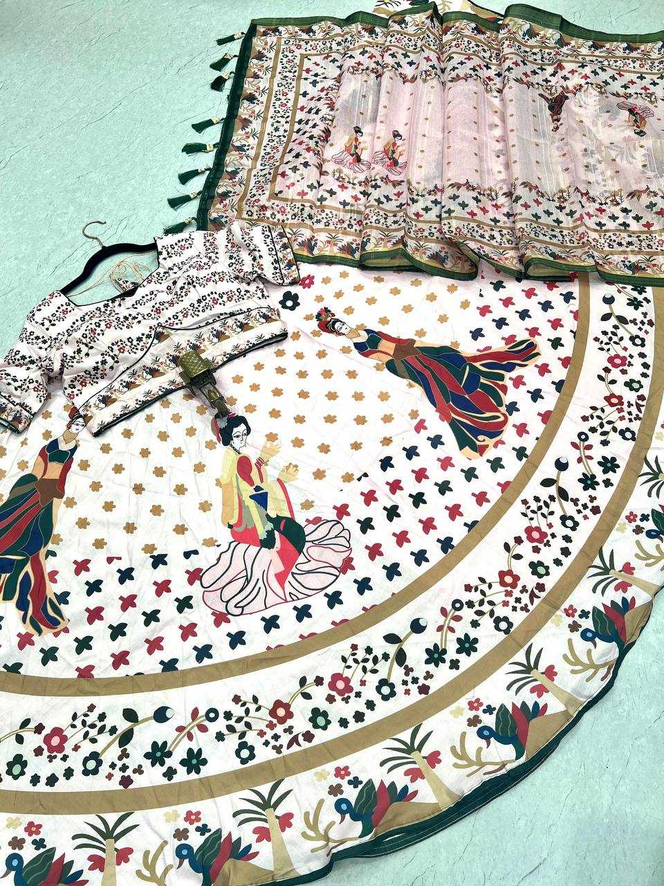 Cotton Kesh211 Ldy68 Lehengas  Traditional Printed Chaniya Choli White Lehengas