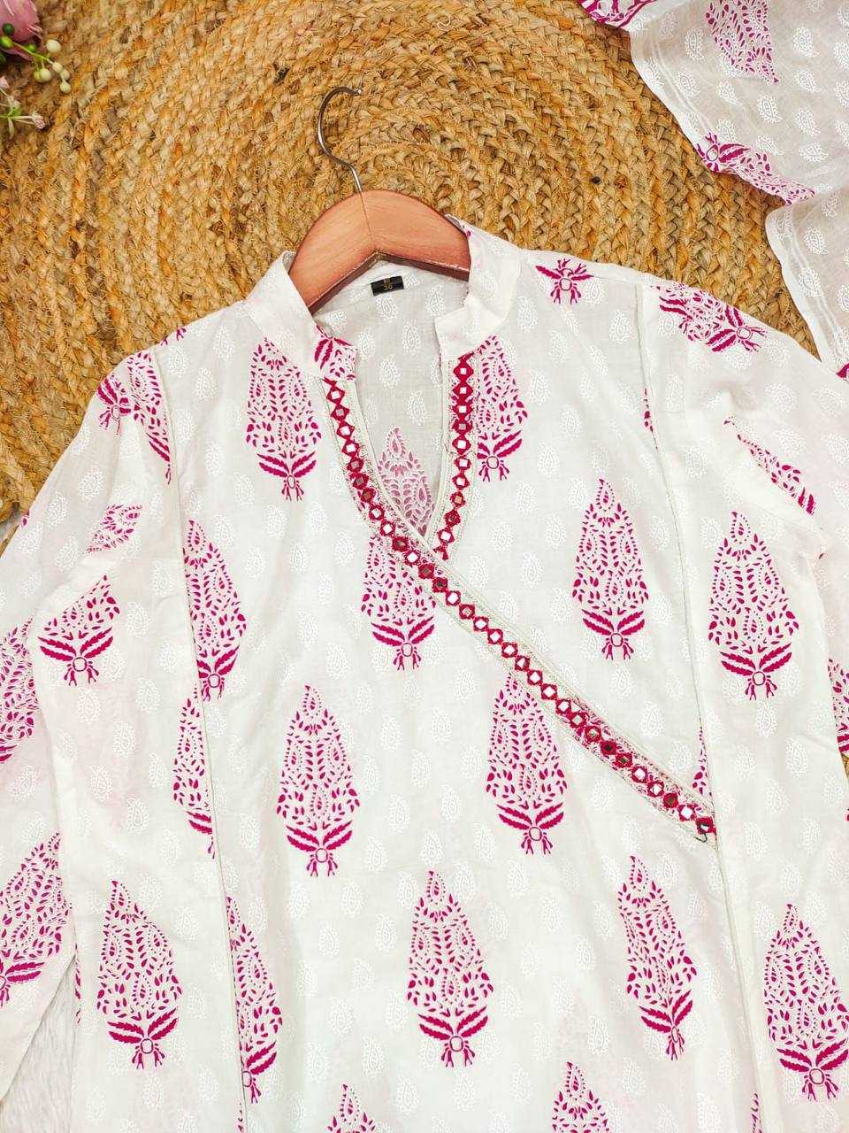 Cotton Kesh211 Ldy87 Suits & Dresses  Printed Embroidery Cotton Straight Cut White Salwar Suits