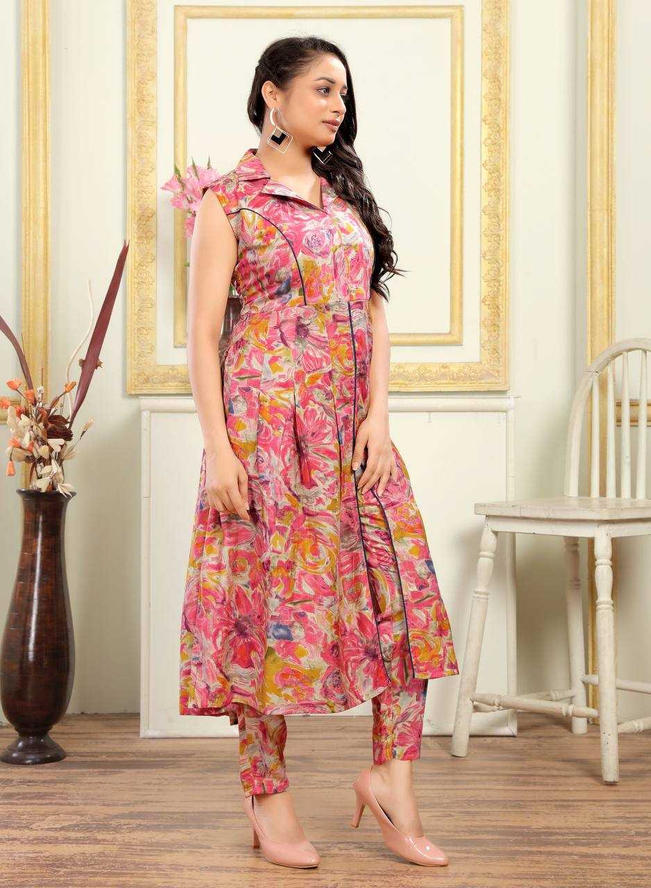 Cotton Kesh240 363 Kurtis  Cotton Printed Anarkali Collar Neck Sleeveless Kurtis