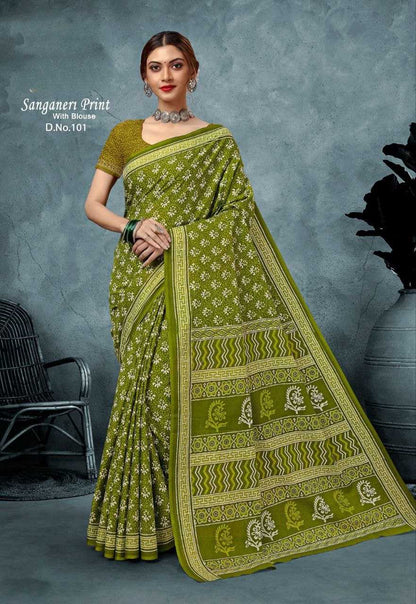 Cotton Lkc Sanganeri  Saree