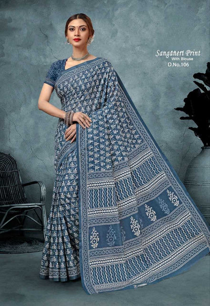 Cotton Lkc Sanganeri  Saree