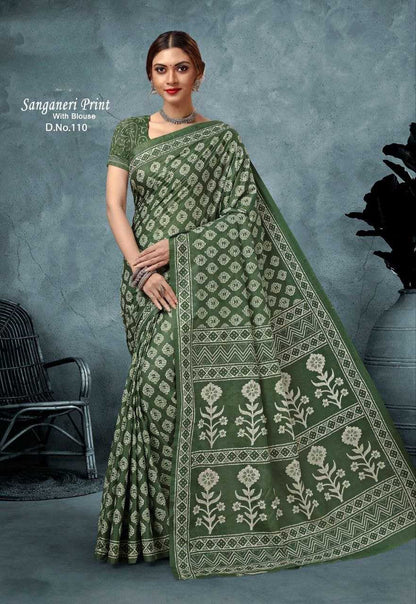 Cotton Lkc Sanganeri  Saree