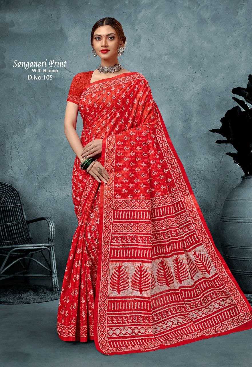 Cotton Lkc Sanganeri  Saree