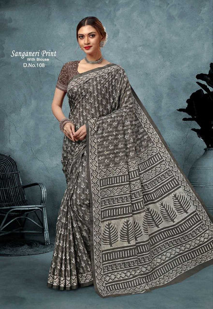 Cotton Lkc Sanganeri  Saree