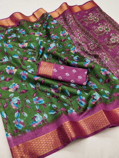 Cotton Mkd Flower  Saree