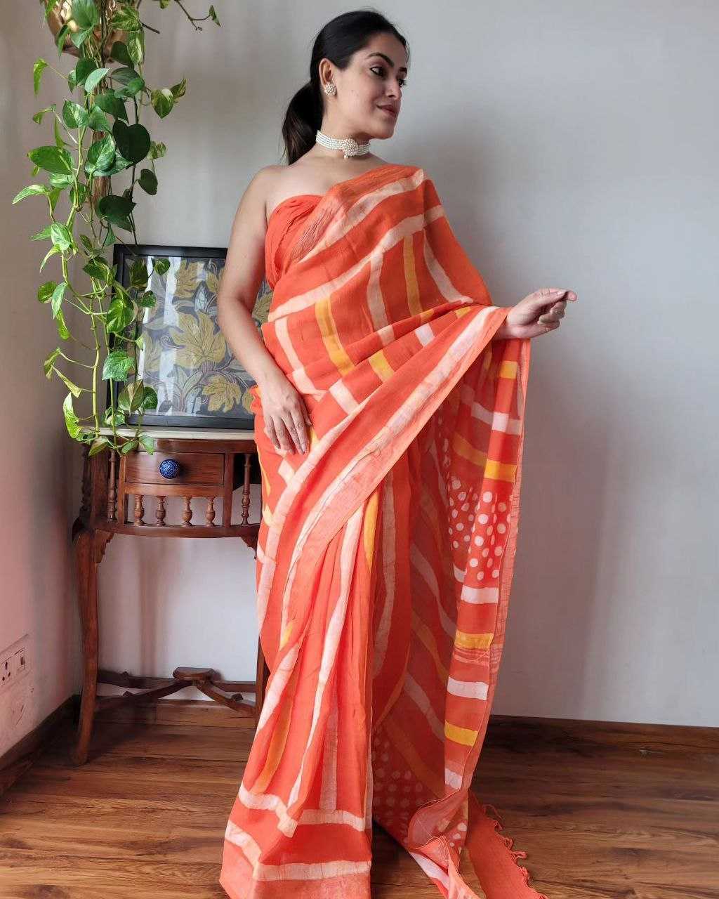 Cotton Myf Linen  Saree