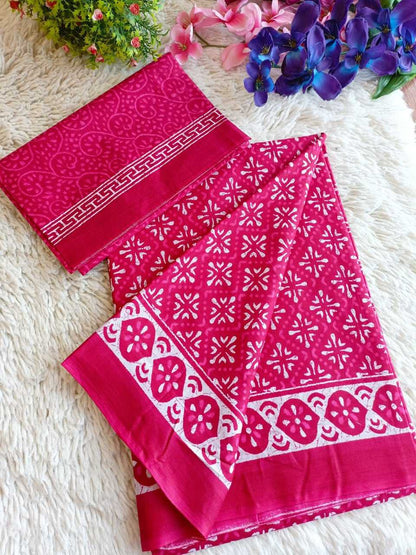 Cotton Rae 08 Sarees  Printed Cotton Linen Ladies Sarees