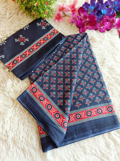 Cotton Rae 08 Sarees  Printed Cotton Linen Ladies Sarees