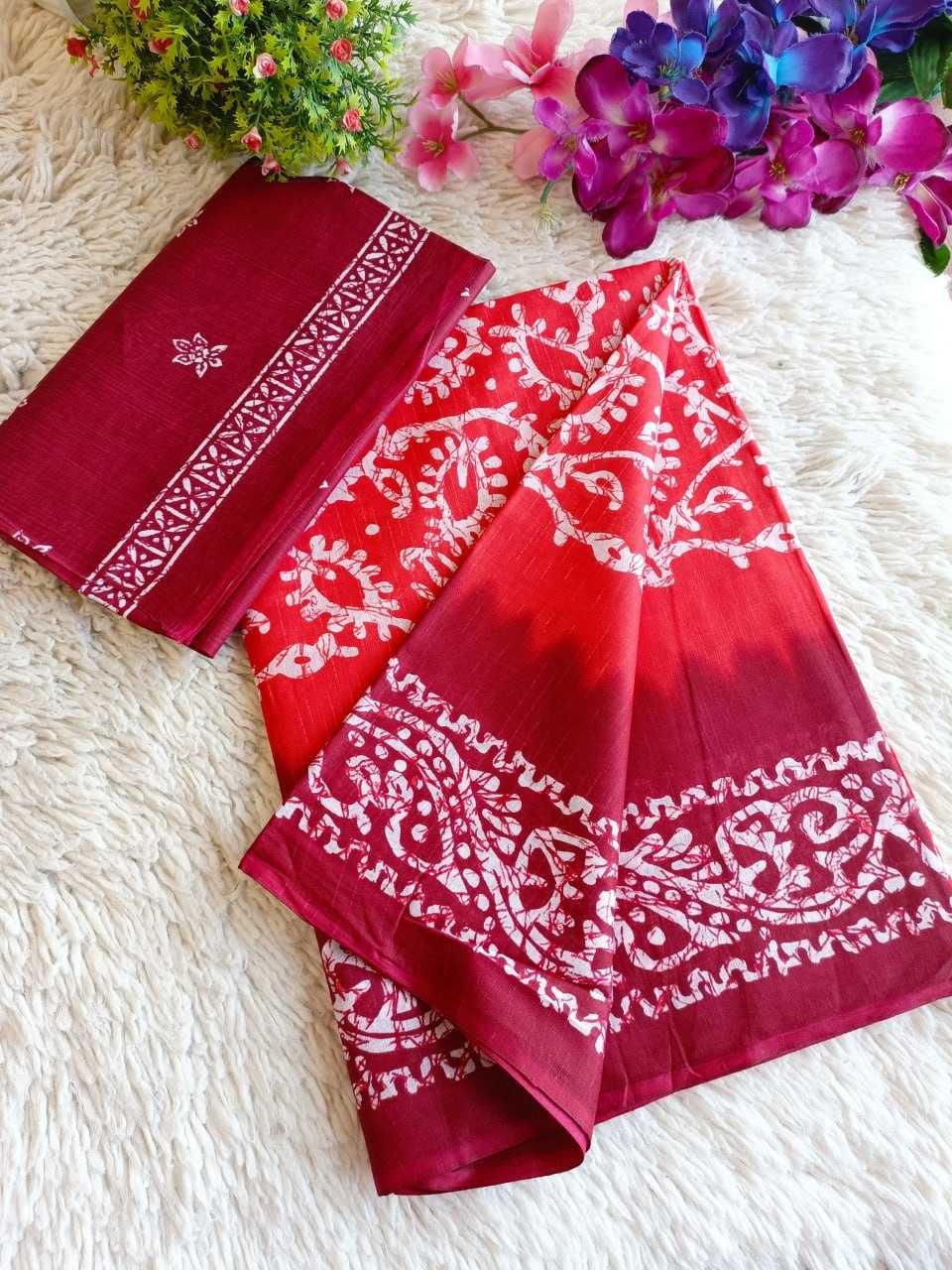 Cotton Rae 08 Sarees  Printed Cotton Linen Ladies Sarees