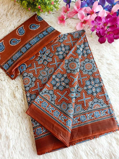 Cotton Rae 08 Sarees  Printed Cotton Linen Ladies Sarees