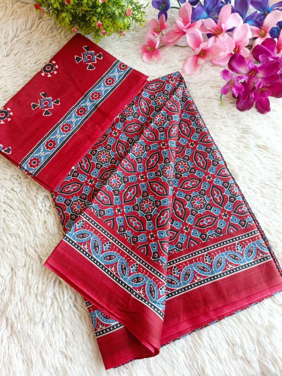 Cotton Rae 08 Sarees  Printed Cotton Linen Ladies Sarees