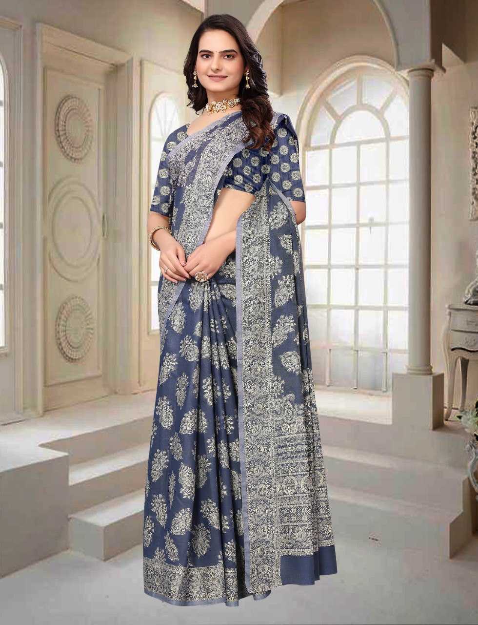 Cotton Rdd Women Saree  Cotton Linen ,Fancy Saree